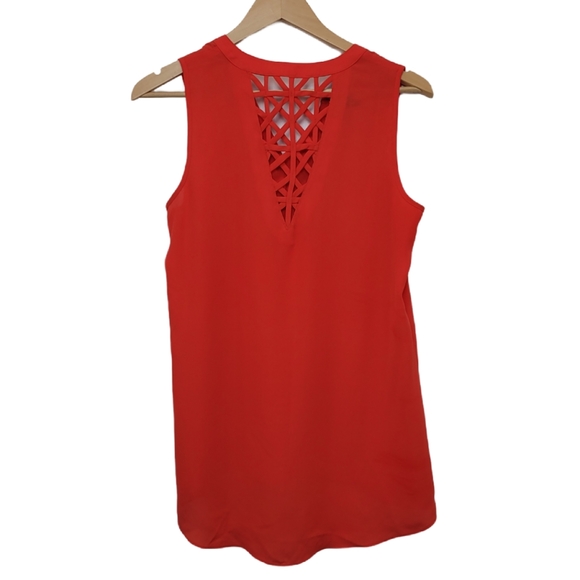 BCX Blouse Top Red Orange Sleeveless High Low Size Medium - Picture 2 of 7